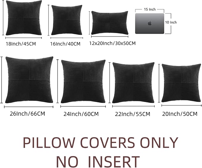 Fancy Homi 2 Packs Black Decorative Throw Pillow Covers 22x22 Inch - Image 7