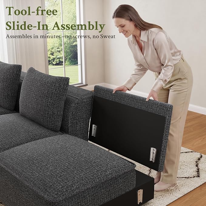 Welzona 103" Modular Sectional Sofa, Minimalist Comfy Cloud Couch Sectional - Image 4