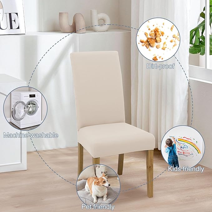 BIETYONE Stretch Dining Chair Covers Set of 4, Soft Removable Washable Kitchen - Image 6