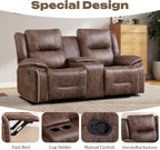 EBELLO Faux Leather Manual Recliner Loveseat, 2 Seater Reclining Sofa Chair - Image 3