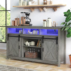 LED Farmhouse TV Stand for 65 inch TVs, Rustic Entertainment Center TV Cabinet - Image 2