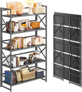 4NM Extra Wide 5 Tiers No Assembly Book Shelves, 51.2" H Folding Bookshelf by 4NM