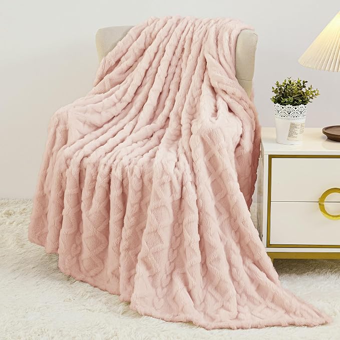 Aganear Fleece Throw Blanket for Bed Couch 90"x90" Pink | Lightweight Fuzzy - Image 3