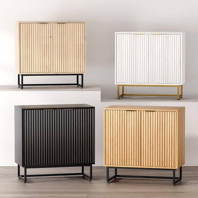 EYYTHUNG Fluted Storage Cabinet Sideboard Buffet Cabinet, Modern Accent Cabinets - Image 8