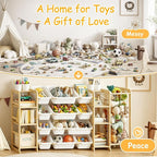 Toy Storage Shelf 3-in-1 Bookshelf & Stuffed Animal Storage & 12 Plastic Bins - Image 4