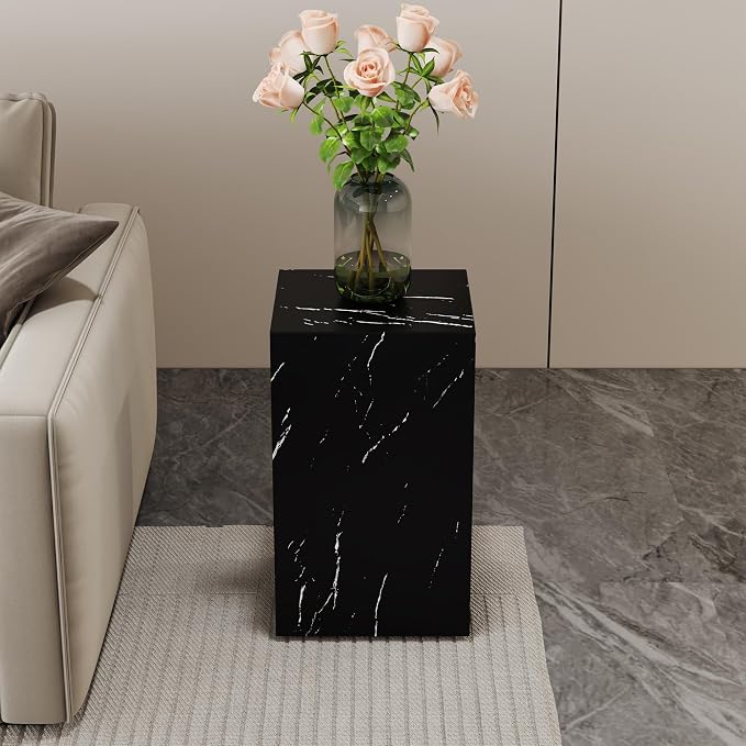 Black Rectangular End Coffee Table, Modern Elegant Bedside Nightstand Table - Image 8