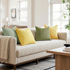 MIULEE Soft Corduroy Decorative Throw Pillow Covers Yellow Green 18x18 | Set of - Image 3