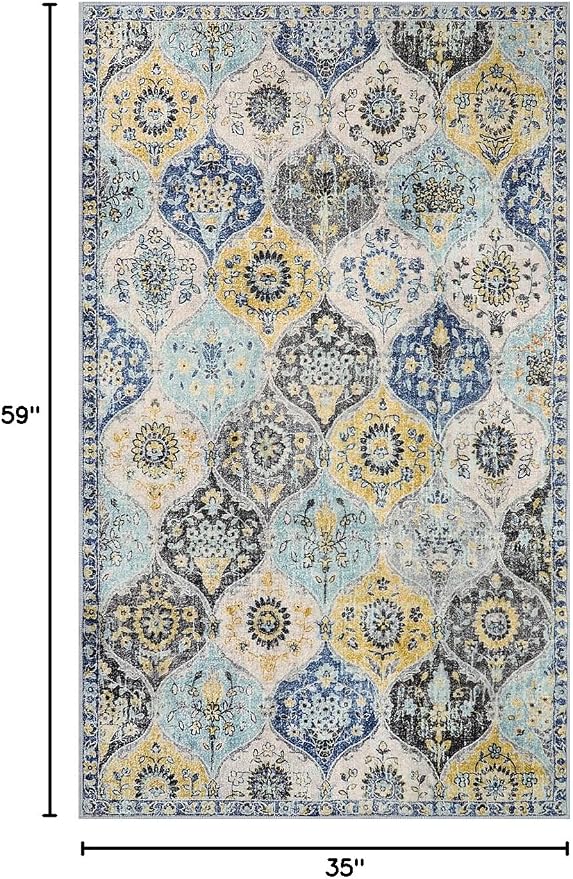 Lahome Moroccan Washable Small Area Rug, 3x5 Area Rug - Image 2