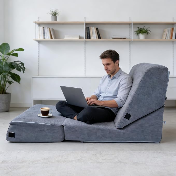 jela Luxury Corduroy Indoor Chaise Lounge, Foldable Sofa Bed Chair - Image 3