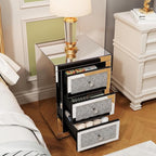 3-Drawer Mirrored Nightstand Bedside Table, Modern Mirrored End Side Table - Image 4