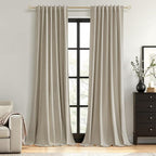 Extra Long 100% Blackout Linen Curtains by Guken