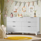 BORNOON 57" Long Dresser for Bedroom, 7-Drawer Fluted Chest, Wide Wood Storage - Image 8