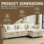 113” Modular Sectional Sofa, L Shaped Cloud Couch - Image 2