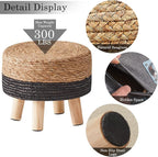 Cpintltr Ottoman Natural Seagrass Footrest Poufs Hand Weave Round Foot Stool - Image 5