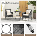 Tangkula 3-Piece Patio Furniture Set, PE Wicker Conversation Bistro Set w/A - Image 9