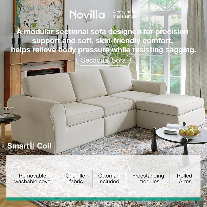 Novilla 108" Modular Sectional Sofa, Modular Sectional Couches - Image 3