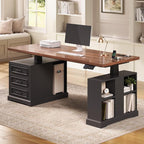 SEDETA Farmhouse Electric Standing Desk, Storage Shelves, Power Outlets - Image 8
