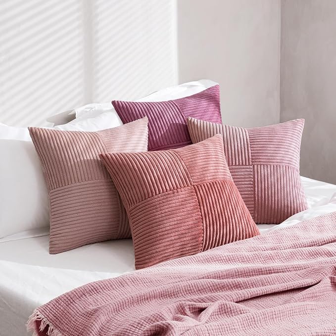 MIULEE Pink Spring Throw Pillow Covers 20x20 Inch Set of 4 Boho Farmhouse - Image 4