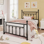 SHA CERLIN 14" Twin Size Metal Platform Bed Frame/Victorian Headboard and - Image 3