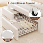Full Size Bed Frame with LED Storage Headboard & 2 Storage Drawers, Velvet - Image 8