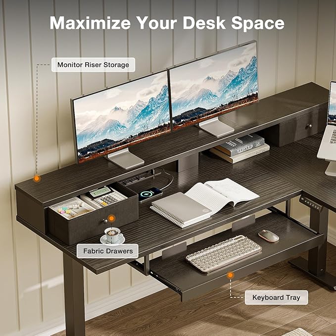 Casaottima 59 Inch Electric L-Shaped Standing Desk - Image 4