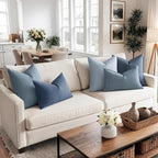 MIULEE Decorative Linen Lumbar Pillow Cover 12x20 Inch Blue Ashes | Boho - Image 2