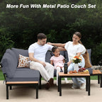 JOYURE 4-Piece Patio Furniture Set, Metal Outdoor Sectional Sofa - Image 7