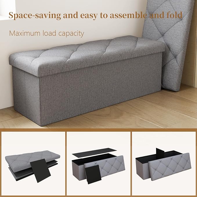 Folding Ottoman with Storage Bench, Storage Ottoman Bench, 30 Inches Ottoman - Image 9