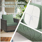 CALBODE 12Pcs Stretch Couch Cushion Covers, Water Resistant Outdoor Sofa - Image 3