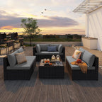 Qsun 7 Pieces Outdoor Patio Furniture Set, PE Rattan Outdoor Wicker Sectional - Image 9