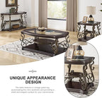 26.3'' Dark Brown Retro Wooden End Coffee Table - Image 3