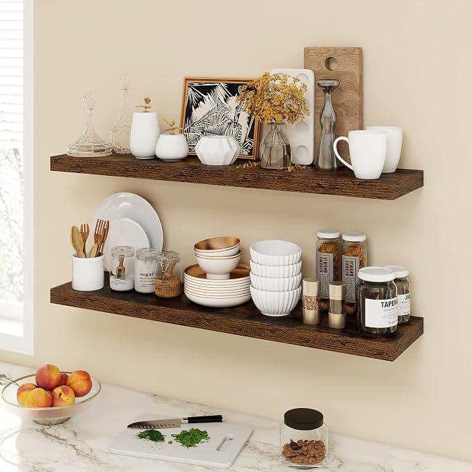 Acovy 40 Inch Floating Shelves, 9.3" Deep Floating Shelf Wall Mounted, Rustic - Image 2