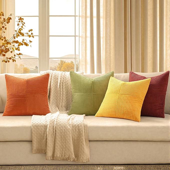 MIULEE Fall Yellow Orange Rust Throw Pillow Covers 18x18 Inch 4 Packs Boho - Image 2