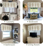 jinchan Ruffled Floral Valance Linen Shabby Chic Small Window Curtain 18 Inch - Image 9