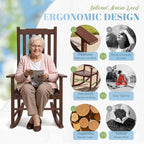 Flamaker Acacia Wood Patio Rocking Chair Set of 2, High Back and Widen Armrest - Image 5