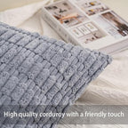 Pack of 2 Corduroy Decorative Throw Pillow Covers 20x20 Inch, Light Grey | Fall - Image 3