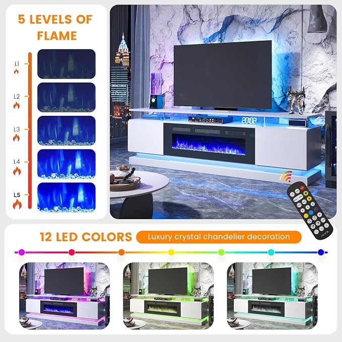 Modern Table Set Includes 70" Fireplace TV Stand & 47" Coffee Table - Image 8