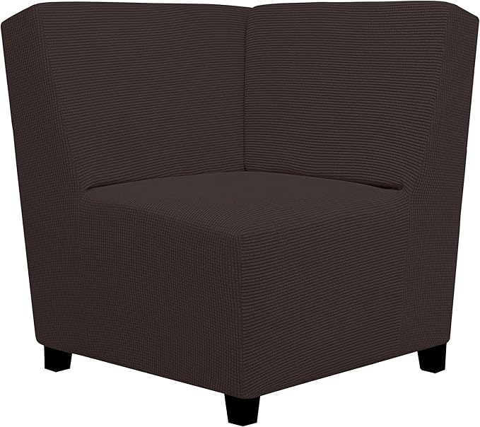 Easy-Going Stretch Soft Sectional Corner Sofa Couch Slipcover Chocolate | by Easy-Going