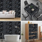 HOMETITUTE Black Marble Wallpaper Peel and Stick Dark Stone Pattern 118.1x17.7 - Image 8