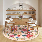 RELEANY Floral Washable Round 6ft Area Rug Pink | Flower Carpet Print Boho Cute - Image 8