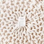 REDEARTH Round Pouf Ottoman –18"x18"x14" Hand-Knitted Cotton Pouffe –Cable - Image 8