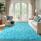 5x7 Blue Fluffy Soft Area Rug Non-Slip - Image 2