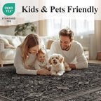Schweek 3x5 Washable Area Rug Vintage Floral Non Slip Entryway Rugs Black | - Image 7
