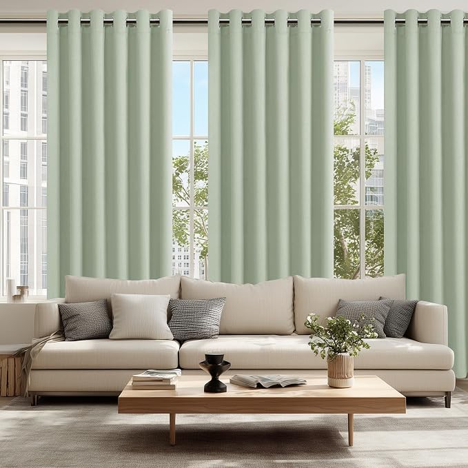 Grommet Blackout Curtains for Bedroom, 70 x 84 Inches Seafoam Green | Thermal - Image 6