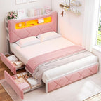 Queen Upholstered LED Bed Frame - Image 3
