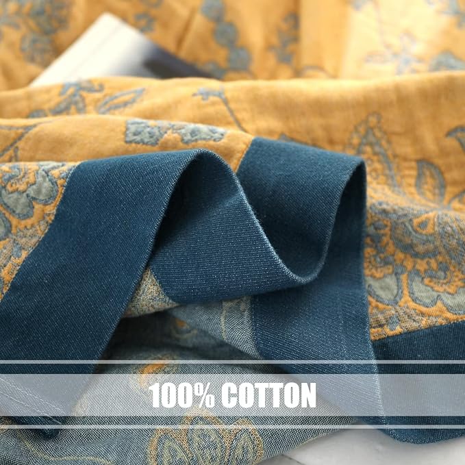 LUTBM Boho Throw Blanket for Bed 100% Cotton Ultra Soft Rustic Quilt Summer - Image 7