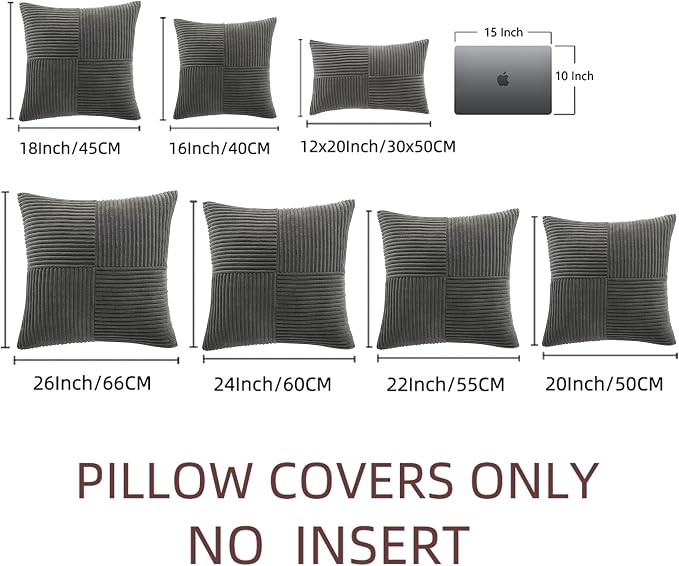 Fancy Homi 2 Packs Dark Gray Samll Decorative Throw Pillow Covers 14x14 Inch - Image 6