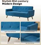 Tbfit 77.2" W Linen Sofa Couch, Mid Century Modern Decor Loveseat Couches - Image 8