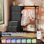 DUMOS Dresser for Bedroom with Hanging Rack, 6 Drawer Fabric Dresser with - Image 6