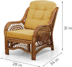 Malibu Lounge Living Accent Armchair Natural Rattan Wicker Handmade Design - Image 2